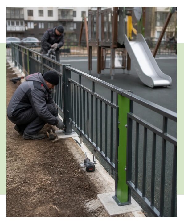 Монтаж надежных ограждений для детских площадок в Луге
